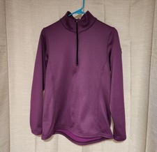 KERRITS Womens 1/4 Zip Purple Patterned Top Equestrian Medium