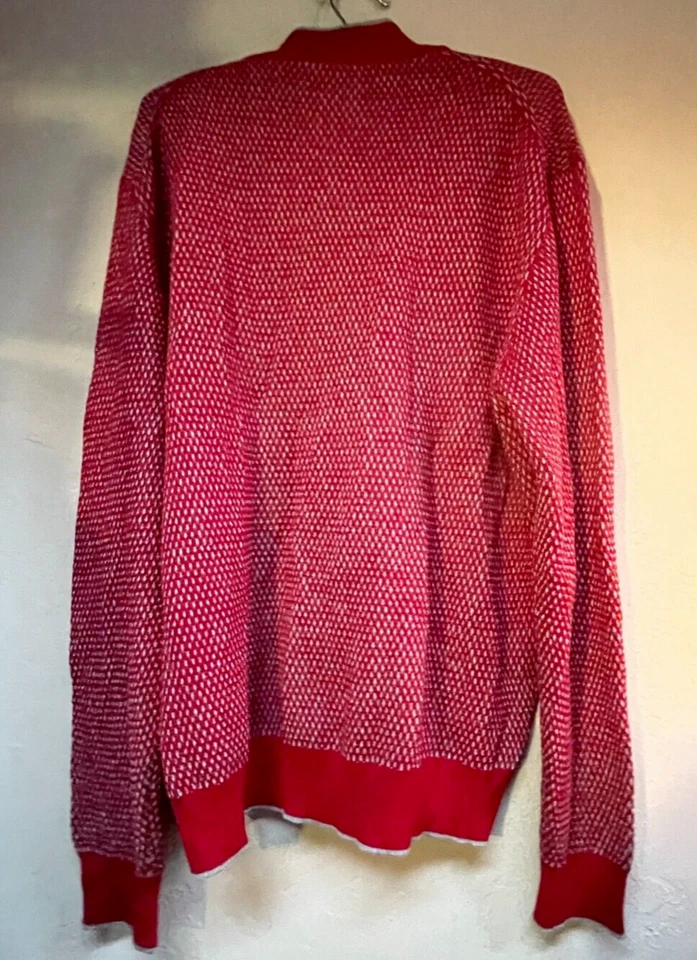 Suéter Pullover Mediano Robert Talbott Para Hombres Rojo Welby Nido de Abeja Tejido Lana Merino Foto 2 de 4