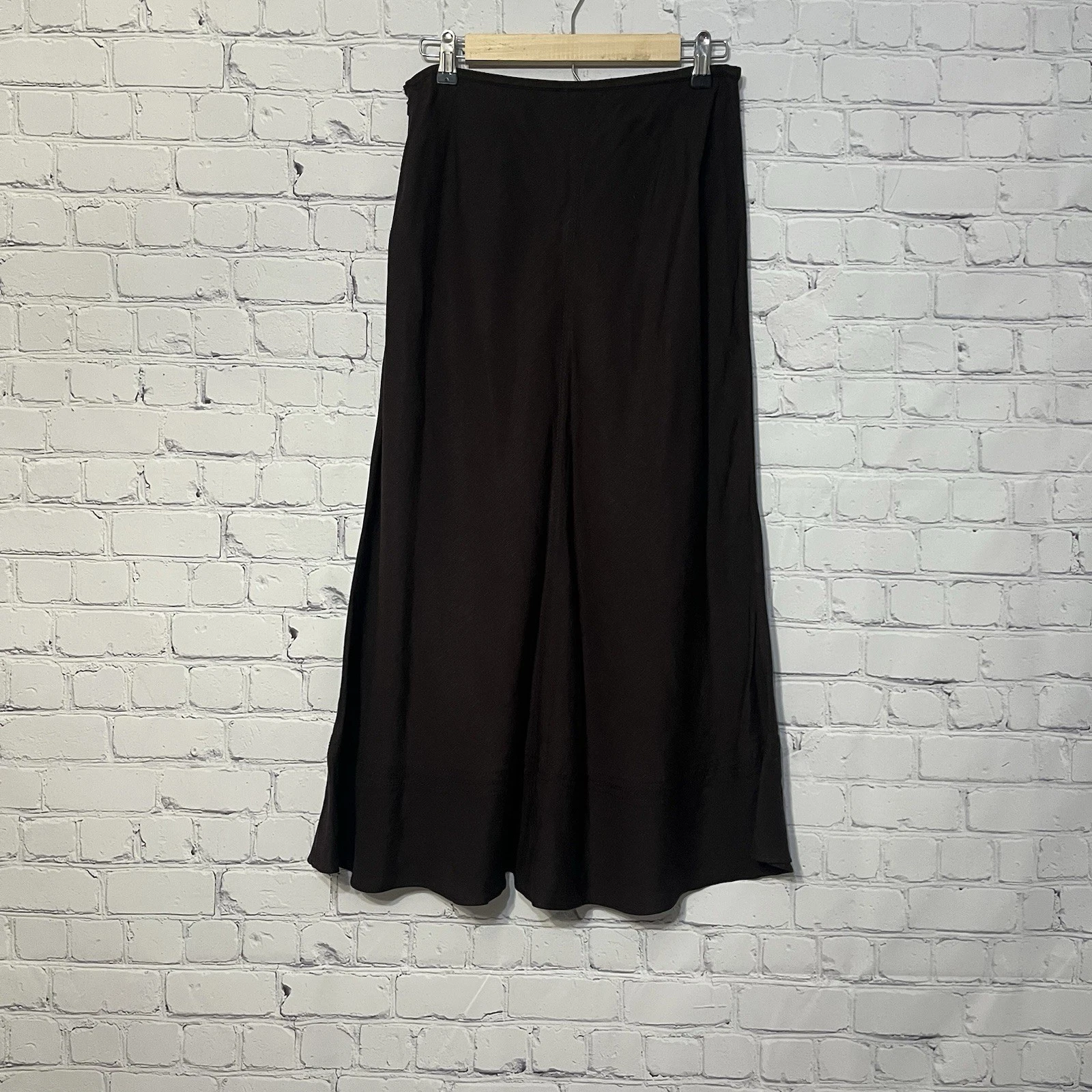 NIC + ZOE Women’s Elegant Brown Midi Skirt Linen Blend Size 10 Elastic Waist