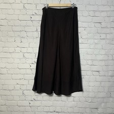 NIC + ZOE Mujer Elegante Falda Midi Marrón Mezcla de Lino Talla 10 Cintura Elástica
