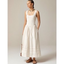 NWT! J. CREW Natural Drop-Waist Mixy Dress Tank Midi Dropwaist Solid Cream Small