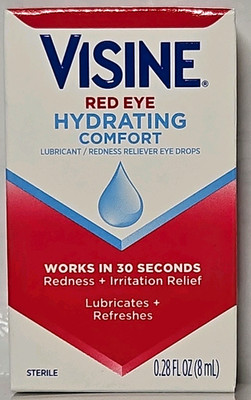 Visine Red Eye Hydrating Comfort Redness Relief Lubricant Drops 8 mL Exp 2028/08