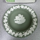 Vtg. Wedgwood Sage Green Jasperware Small Round Tray AURORA Chariot Horses — photo 2