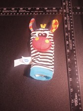 Lindos guantes de marioneta de mano Playgro zoológico cebra para bebé bebé sonajero calcetín sensorial