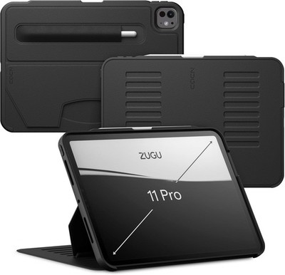ZUGU iPad Pro 11 Zoll Hülle M4/M5 2024/2025 8-Winkel Magnet Ständer Slim Schwarz