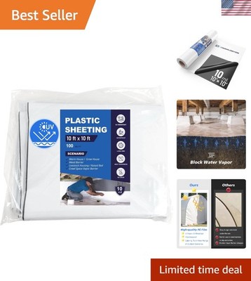 Durable 10' x 10' 10 Mil Plastic Sheeting for Crawl Space and Multi-Purpose Use