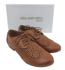 Head Over Heels by Dune Women's Leep Jazz Shoes Size 5 Tan Brown Laser Cut New