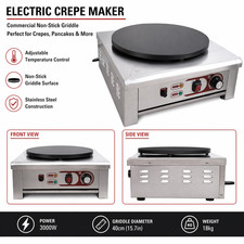 Single Hot Plate Crepe Maker Pancake Machine Commercial Electric 40cm Diameter  