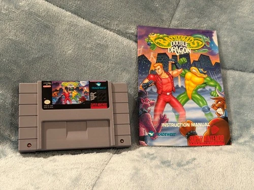 Battletoads & Double Dragon-The Ultimate Team (SNES, 1993) Cartridge & Manual