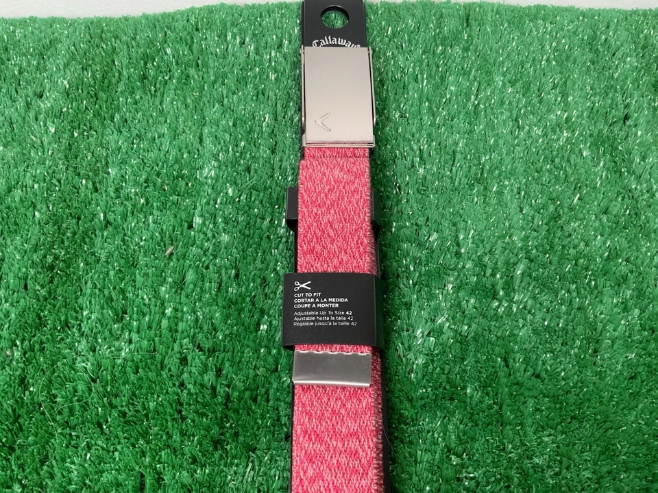 Cinturón elástico de golf Callaway corte a medida en rosa paloma de frutas con herrajes plateados Foto 3 de 4