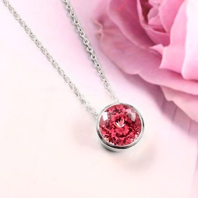Padparadscha Saphir Charm Anhänger 925 Silber Jahrestag Geschenk Rund 10x10 MM