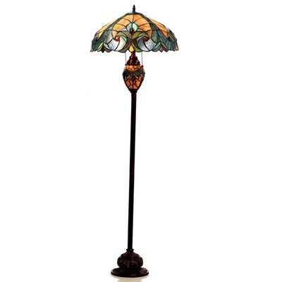 Elegant Tiffany Stained Glass Floor Lamp 3 Light Victorian Bronze Art Deco Decor