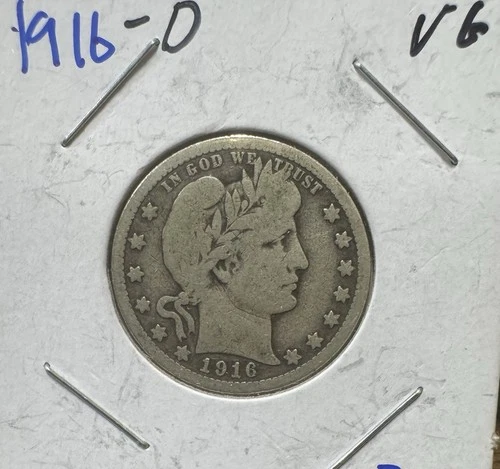 1916 D Barber Quarter AG  Silver 25c Coin