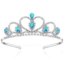 Lovelyshop Silver Rhinestone Princess Tiara for Girls Ages 5 8 blue