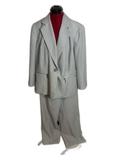 NWT Le Suit Pantsuit Size 18W Black White Pinstriped 2-Piece Set Blazer Pant