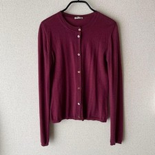 Miu Miu Burgundy Cashmere Silk Knit Cardigan Women's Size S Pre-Owned