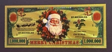 24kt Gold-Plated Christmas Collectible Foil “Million Dollars” Santa & Fireplace