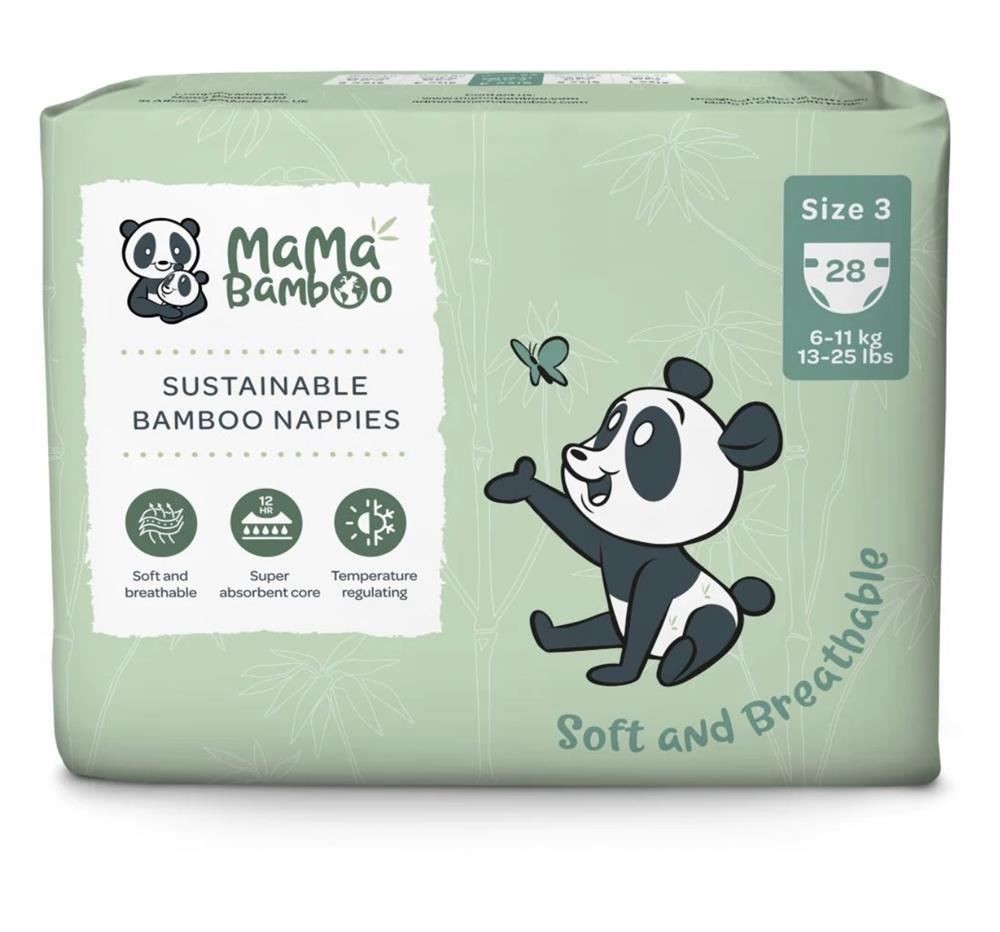 Mama Bamboo Eco Nappies Size 3 28 Pack Biodegradable - Image 4
