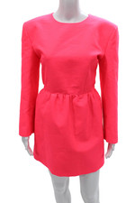 Gucci Women Fit & Flare Dress Pink Midi Long Sleeve Round Neck Zip Size 46