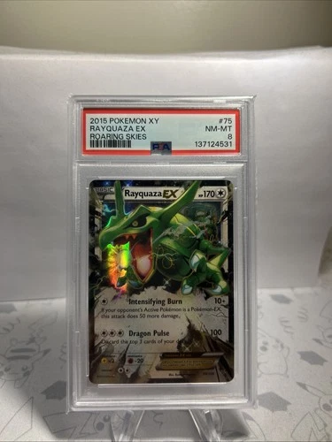 2015 Pokemon XY Rayquaza EX 75/108 Roaring Skies Holo Ultra Rare PSA 8 NM-MT #75