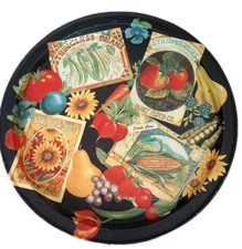 Vtg Creative Concepts Seed Packet Metal Tray13.5in Diam