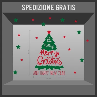 AVERY vetrofanie natale wall sticker adesivo vetrine negozio albero di natale stelle