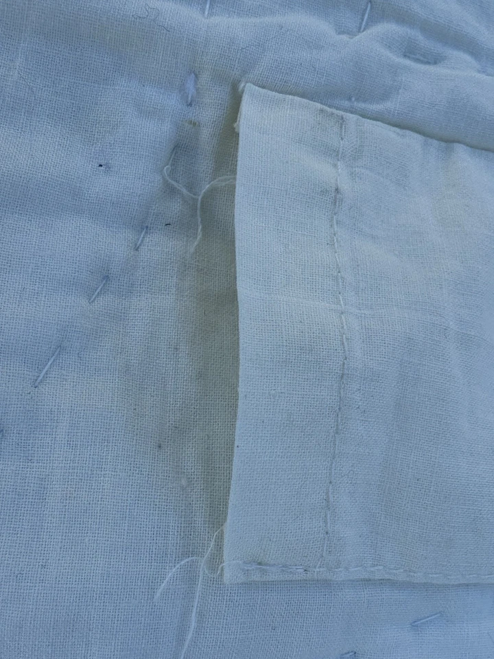 手工制作 Lone Star Log Cabin 被子蓝色和白色扇贝边缘扔毯 — 第 4/4 张图片