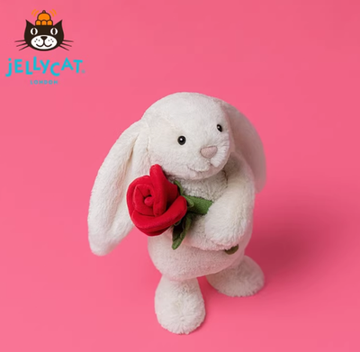 ぬいぐるみ  Bunny With Rose Soft Toy 31cm Cream Bunny with Rose 31cm White Soft PlushJellycatDoll Toy