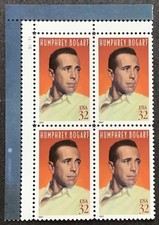 US Scott # 3152, Humphrey Bogart, Plate Block of (4) 1997 32¢ Stamps, MNH