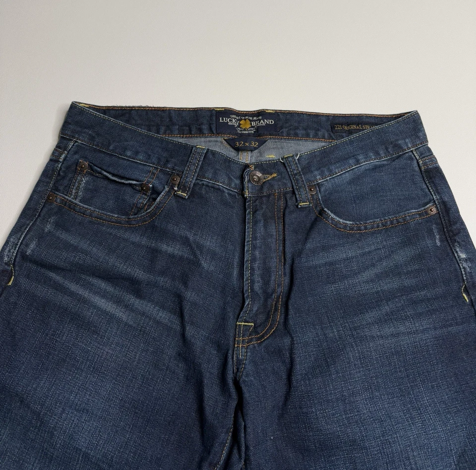 Jeans jeans masculino Lucky Brand 221 original reto lavagem escura azul 32 x 32 - Imagem 2 de 4