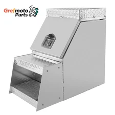 Aluminum 25x28x15" Side Mount Semi Truck Tool Box Saddle Step Open Wide Lid
