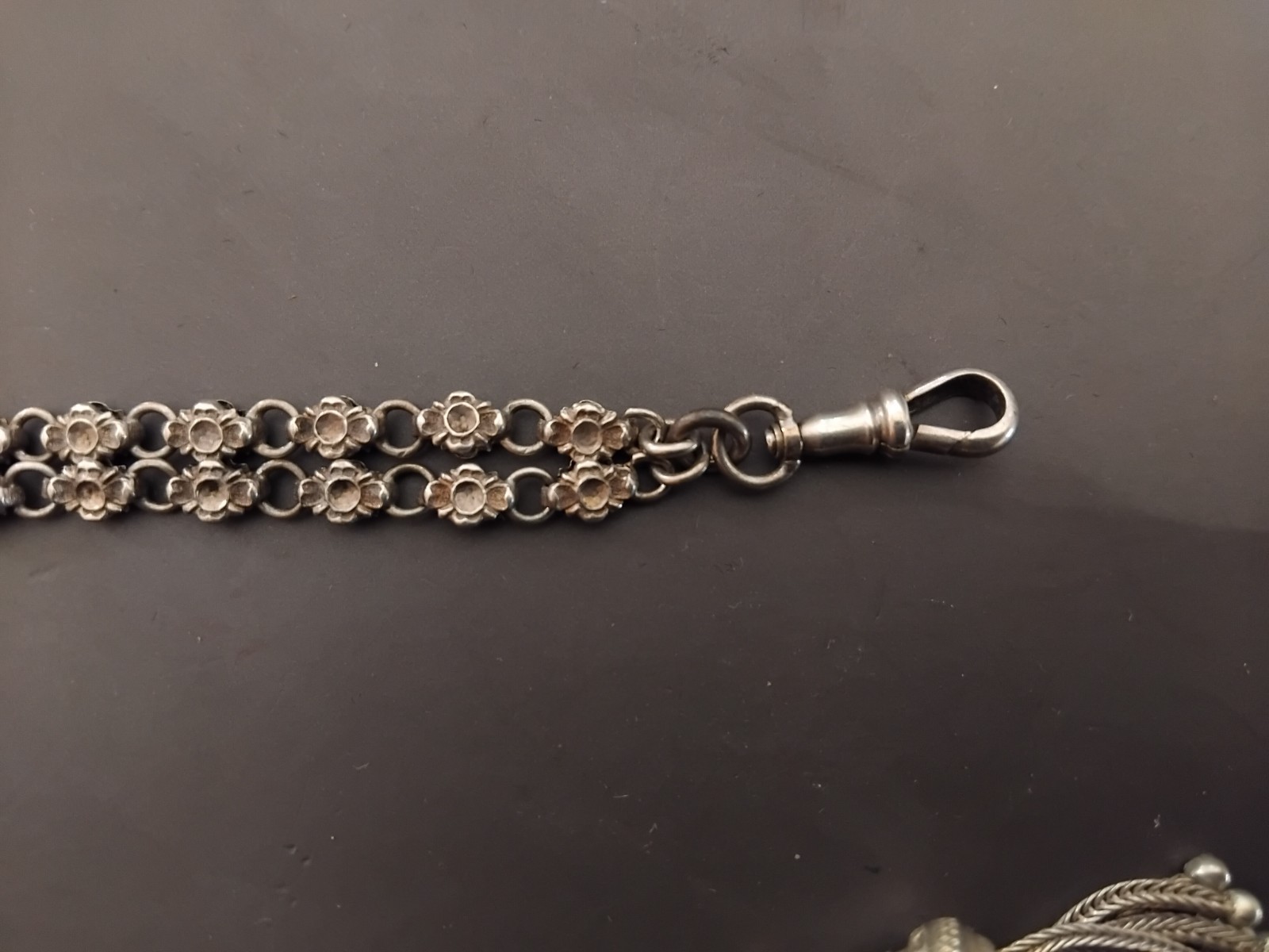 Solid Silver Gusset Watch Chain Solid Silver Guss… - image 2