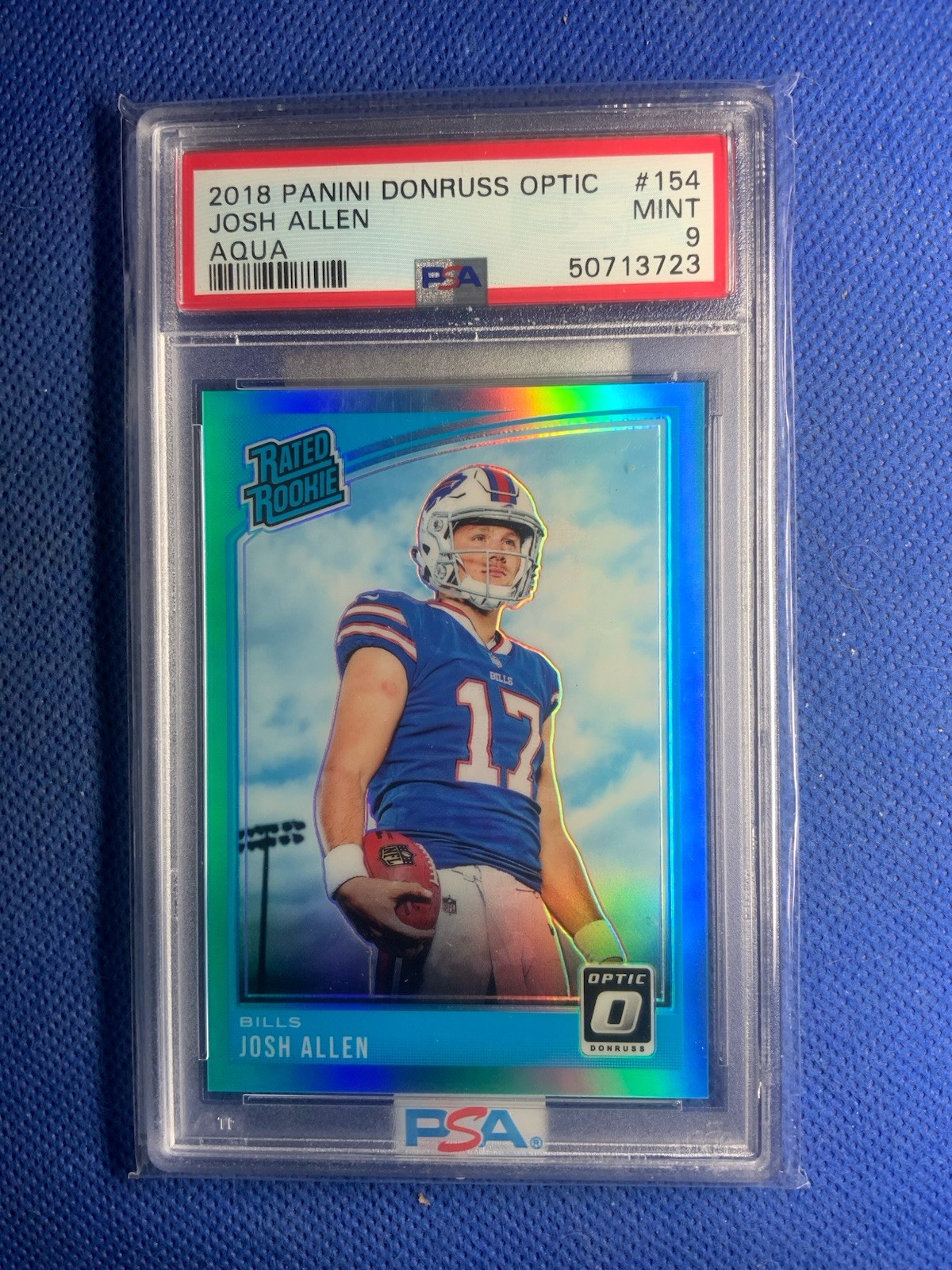 Josh Allen 2018 Optic #154 Aqua Prizm /299 PSA 9 Rookie RC Bills