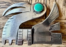 Spilla uccellino vintage argento sterling occhio blu verde GRAZIELLA LAFFI Perù