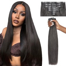 LUVME Yaki Straight Clip in Hair Extensions Real Human Hair For Women 100 Un...