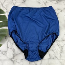 Contessa Womens Vintage Granny Panty Size 6 Blue Mushroom Gusset Nylon Satin