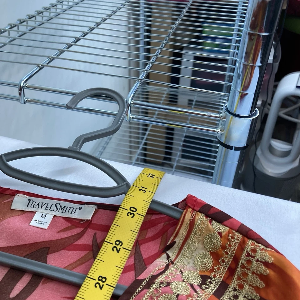 Túnica TravelSmith feminina laranja tropical tamanho M branca lótus vibrações artística boho - Imagem 3 de 4