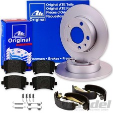 ATE BREMSSCHEIBEN + BELÄGE + HANDBREMSE HINTEN für MERCEDES C+E-KLASSE W202 W210