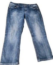    Miss Me Jeans Capri Easy Crop Bling Distressed Women 30 33" Waist 25" Inseam