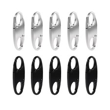 10 Pcs Zipper Locks Anti Theft Clips 0.4 1.5", Black/silver