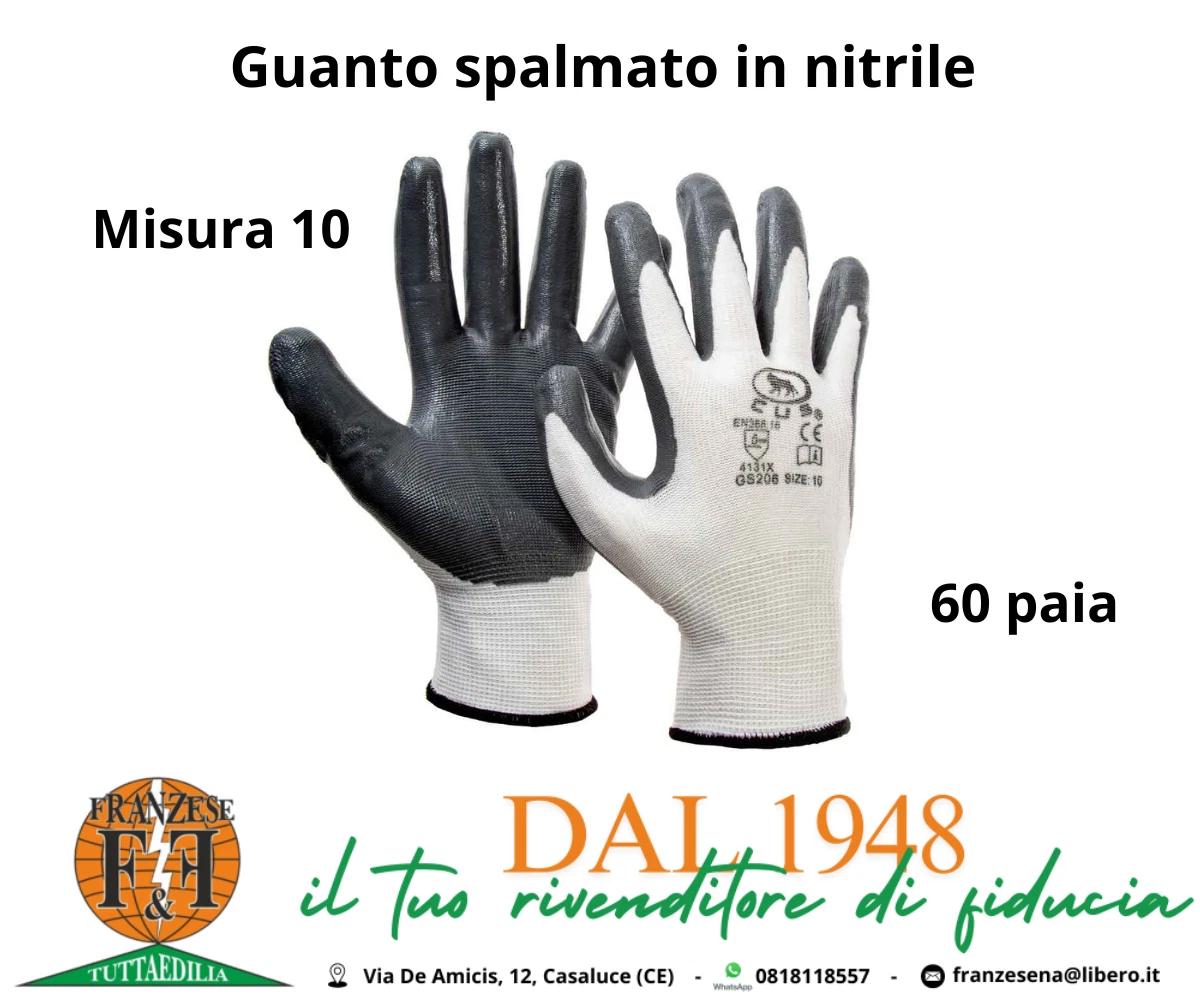 Guanti Da Lavoro In Nitrile Nero GLOVEX MAURER – Taglia 10, Confezione 12 Paia, Antiscivolo, EN 388 4121
