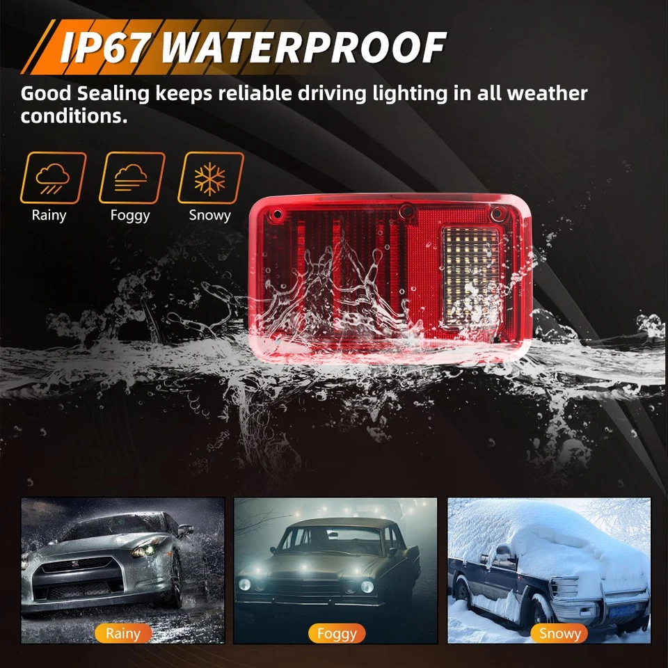 2X Red LED Rear Tail Brake Lights For Dodge B150 250 350 Plymouth PB100 150 250 - Image 4 of 4