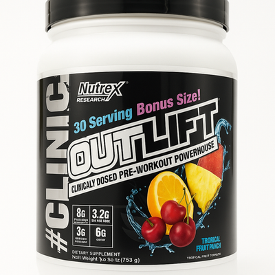 #ad NUTREX OUTLIFT Pre Workout Powerhouse Powder Fruit Punch 753g 30 servs $29.99