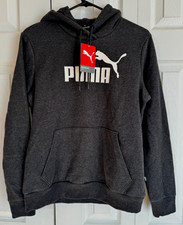 NEW PUMA Essential Logo Hoodie Dark Gray Heather Women's Size Medium