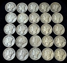 MERCURY Dimes Silver 90% Mixed Dates/Mint Marks 1940 Lot of 25 SPECIAL PRICING!!