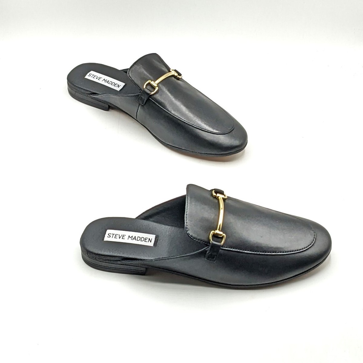 NWOT Steve Madden Slip-On Mules BLOSS Black Leather Peep-Toe Mule Slip-On Women main image 2