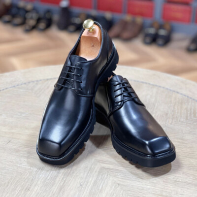 Men's Dress Formal Genuine Leather Derby Business Shoes Square Toe Wedding Party