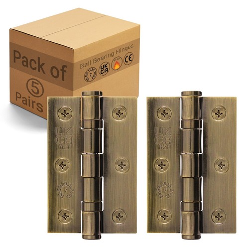 Antique Brass Door Hinges, 3 Inch / 76mm Internal Fire Door Hinges, Multipacks - Picture 40 of 67
