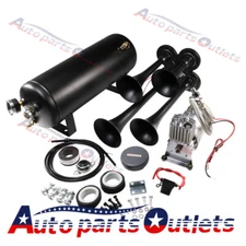 For Truck Car Semi Loud System 1.5G Air Tank 4 Trumpets 150psi Train Horn Kit 