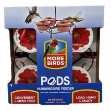 More Birds Simple Wireform Nectar Pod Hummingbird Feeder  Red